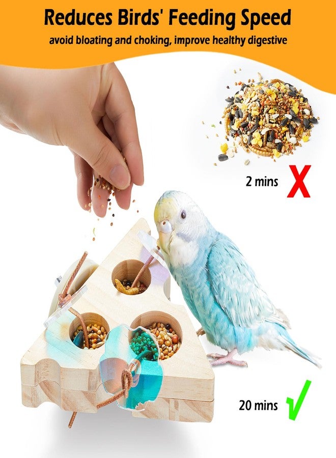 Jevnd 2Pcs Wooden Small Bird Foraging Toys, Interactive Parakeet Foraging Toys for Cage, Bird Enrichment Toys for Conure Slow Feeder, Budgie Cage Toy Puzzle, Parrot Toys for Small Sized Birds - Image 3