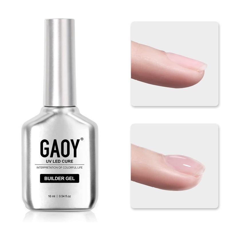 GAOY Clear Builder Gel for Nails, 16ml Nail Strengthener in a Bottle, Nail Extension Hard Gel, Soak Off Long Lasting UV Light Cure, Base Coat Top Coat Needed - Image 1