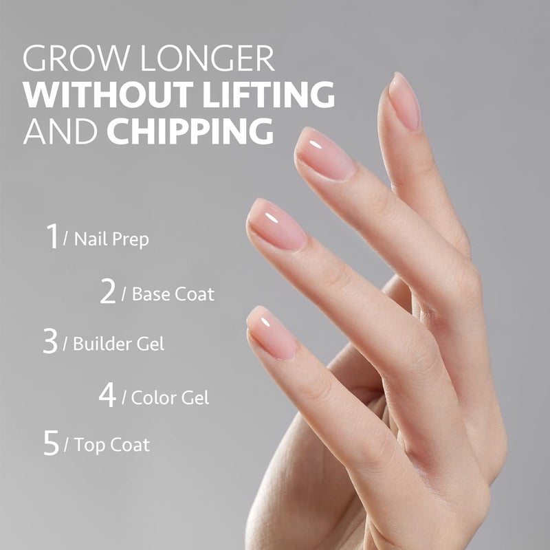 GAOY Clear Builder Gel for Nails, 16ml Nail Strengthener in a Bottle, Nail Extension Hard Gel, Soak Off Long Lasting UV Light Cure, Base Coat Top Coat Needed - Image 5