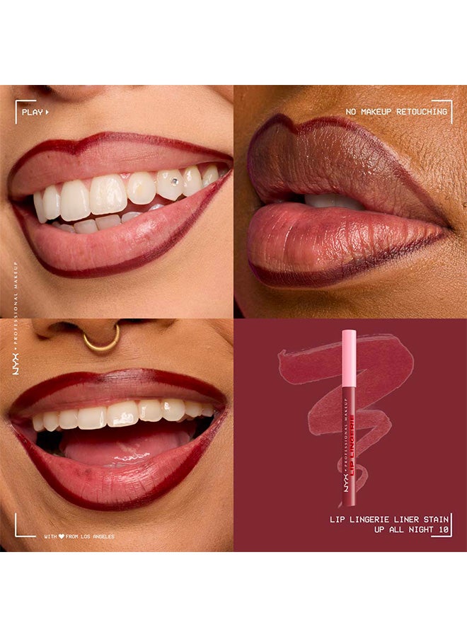 NYX PROFESSIONAL MAKEUP Lip Lingerie Lip Liner Stain, Seamless All Day Stain, Waterproof, Up All Night - Image 3