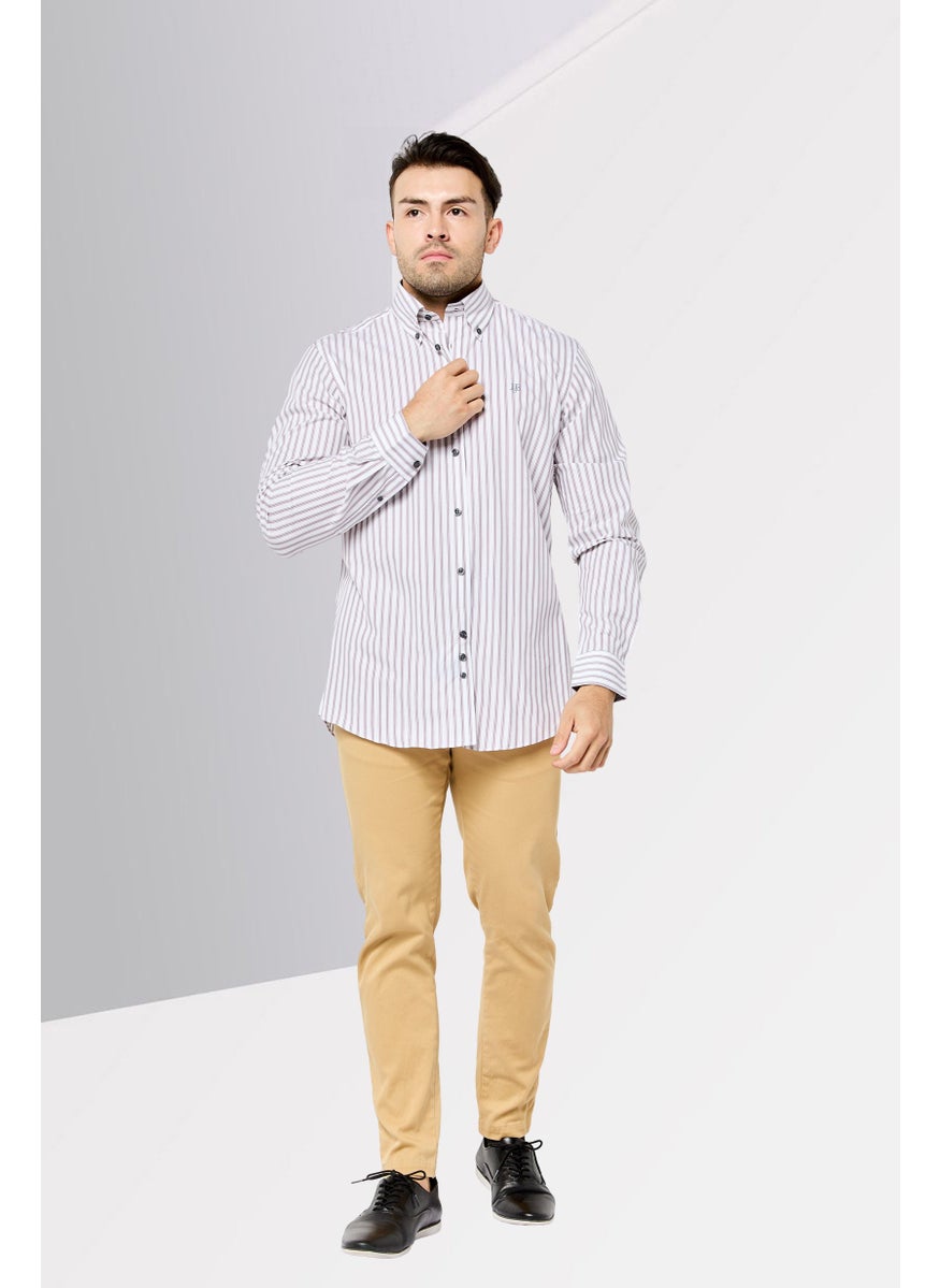 Harmont & Blaine - Men Slim Fit Stripe Long Sleeve Casual Shirt, Multicolor - Image 1