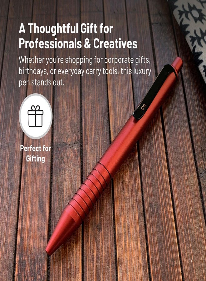 Everyman Grafton Mini Click Pen, EDC Pen with Deep Grooves, Refillable Pocket-Size Metal Writing Utensil, Versatile with Cartridges, Gift for Office, Business, Executive, Everyday Use (Mini Click, Crimson) - Image 5
