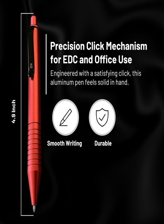 Everyman Grafton Mini Click Pen, EDC Pen with Deep Grooves, Refillable Pocket-Size Metal Writing Utensil, Versatile with Cartridges, Gift for Office, Business, Executive, Everyday Use (Mini Click, Crimson) - Image 3