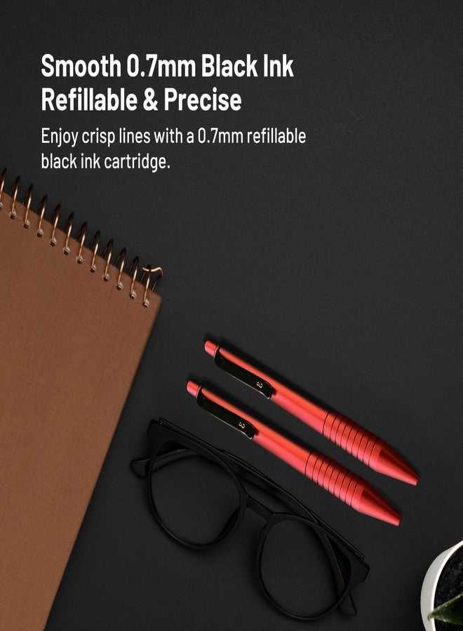 Everyman Grafton Mini Click Pen, EDC Pen with Deep Grooves, Refillable Pocket-Size Metal Writing Utensil, Versatile with Cartridges, Gift for Office, Business, Executive, Everyday Use (Mini Click, Crimson) - Image 4
