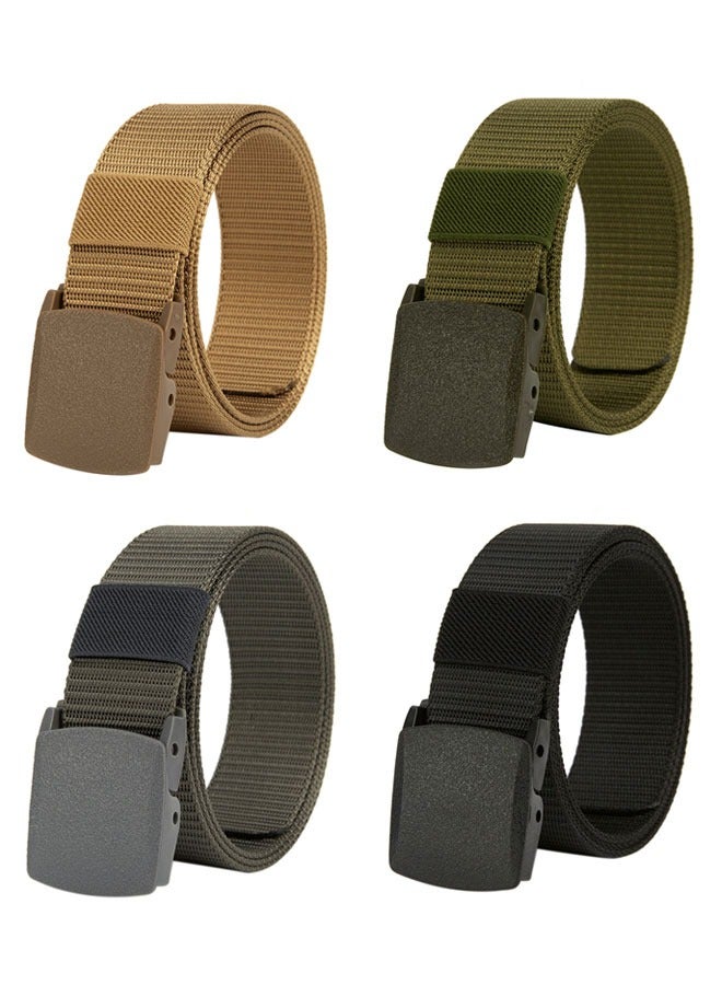4 Pack Nylon Tactical Belt for Men Webbing Canvas, Military Belt With Plastic Buckle, 125cm Heavy-Duty Nylon Work Belt. - Image 1