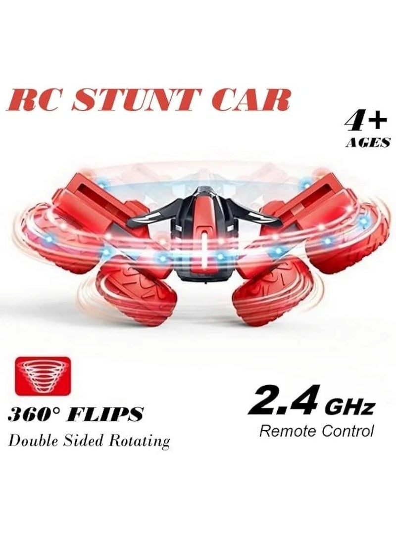 BLYPHOO RC Spiderman Stunt Car | Remote Control Car for Kids | Marvel Avengers Toys |4WD Trucks RC Car Toys - 360° Flips Double Sided Rotating RC Crawler Vehicle Toys - 2.4Ghz Off Road for Kids –Birthday Gift for Boys Girls (RED) - Image 2