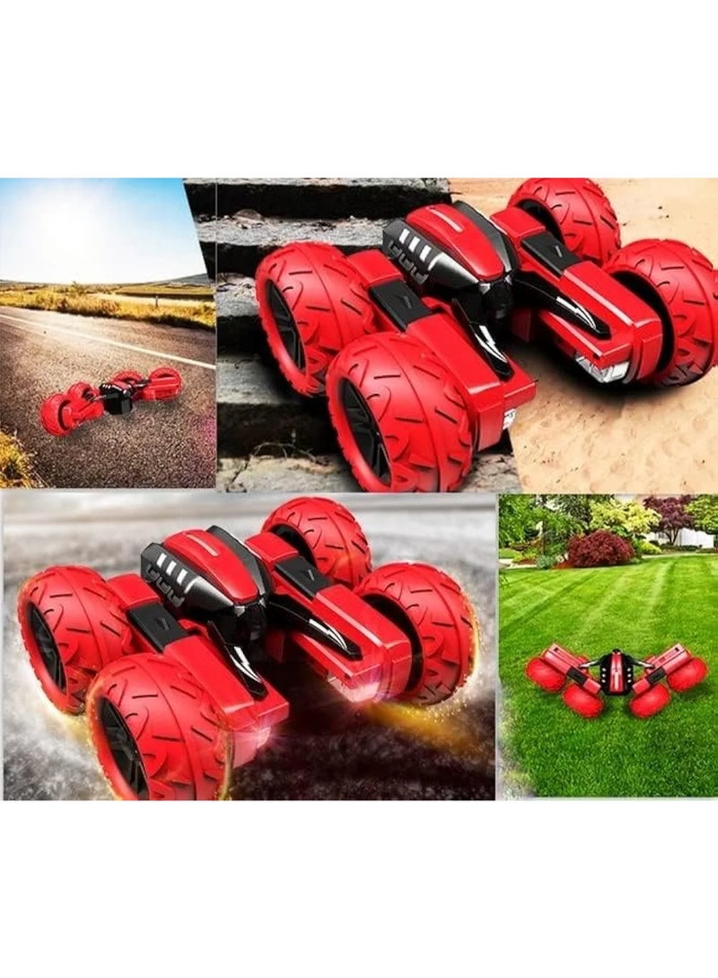BLYPHOO RC Spiderman Stunt Car | Remote Control Car for Kids | Marvel Avengers Toys |4WD Trucks RC Car Toys - 360° Flips Double Sided Rotating RC Crawler Vehicle Toys - 2.4Ghz Off Road for Kids –Birthday Gift for Boys Girls (RED) - Image 5