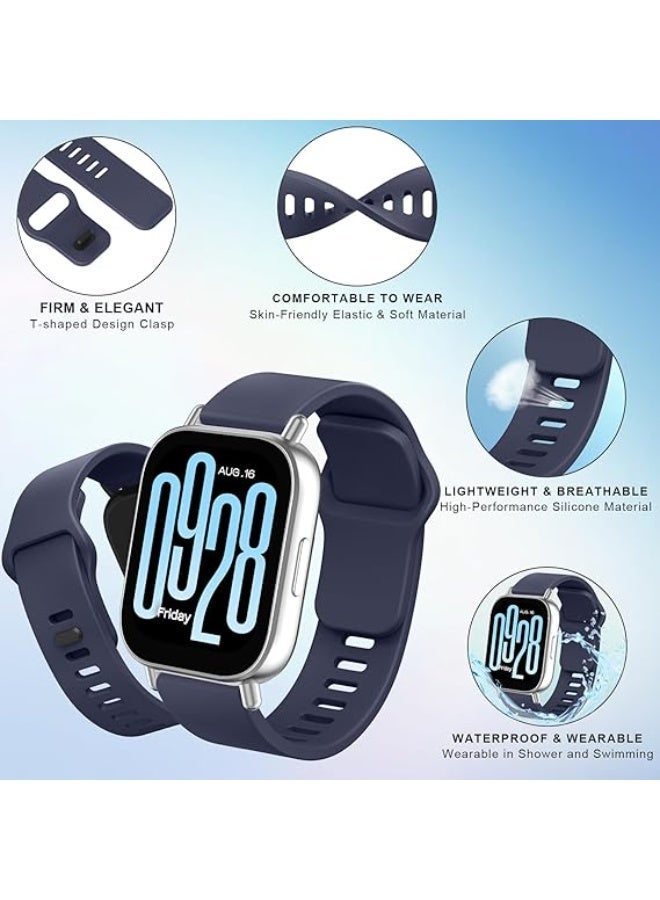 حَبْل تِك 4 قطع سيليكون حزام متوافق مع Redmi Watch 5 Active / Redmi Watch 5 Lite (أسود + أزرق + أزرق فاتح + أبيض) - Image 3