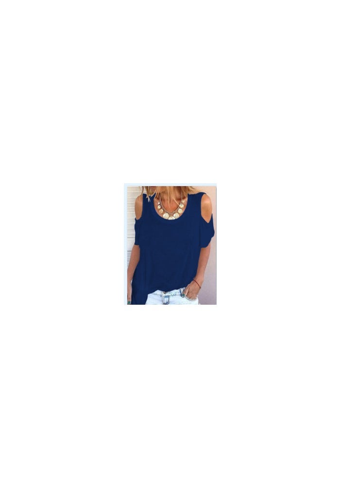 3D imitation cotton digital printing open shoulder round neck pullover T-shirt custom - Image 1