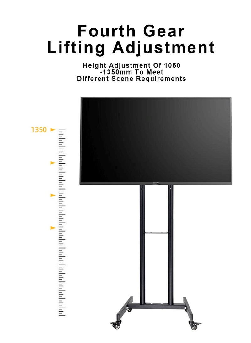 فلاشهوك حامل تلفزيون أرضي متنقل بارتفاع قابل للتعديل مع عجلات لشاشات تلفزيون LCD LED مقاس 32-55 بوصة - Image 4