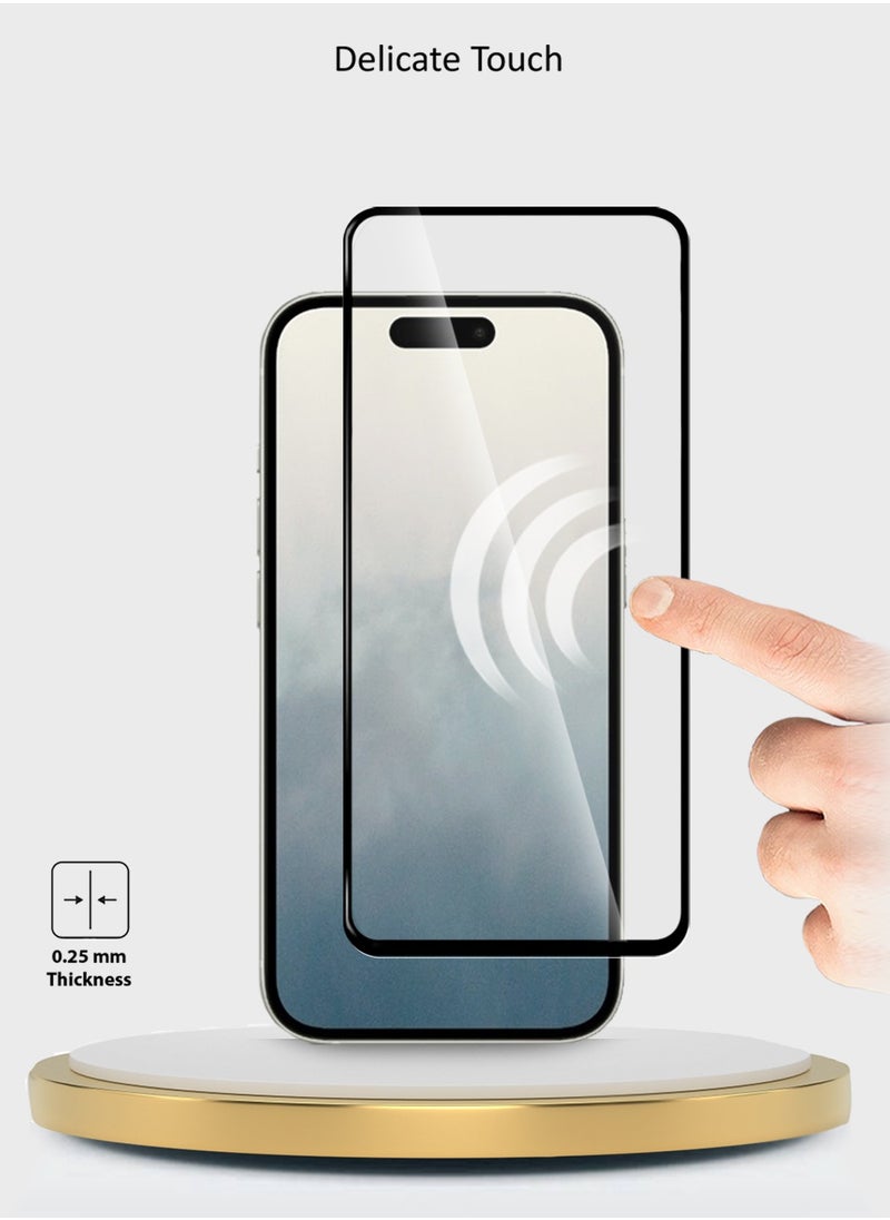 Wtech Apple iPhone 16 2024 Premium E2E Series Full Glue Full Cover Tempered Glass Screen Protector - Clear/Black  - Image 3