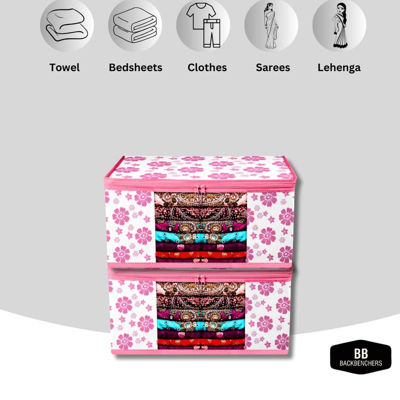 BB BACKBENCHERS BB BACKBENCHERS Pack Of 6 Saree Cover Storage Bag Heavy Quality Saree Covers With Zipper Cloth Safety Bag for SareesLahangaClothsSuitsPants Shirt Cloth Organizer Red White  - Image 4