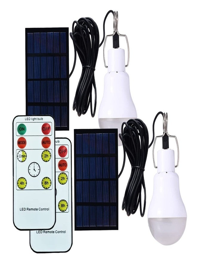 ABZXT Solar Powered Lamp Remote Control Portable Led Bulb Lights Solar Energy Panel Led Lighting for Camp Tent Night Fishing Emergency Lights Flash 350LM(Pack of 2+Remote Control) - Image 1