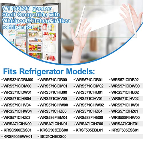 Alvar UPGRADED W11130203 Glass Shelf Compatible with Whirlpool Freezer Shelf Replacement Refrigerator Glass Door Shelves Parts W10527849 W10773887 PS12347522 WRS571CIHZ04 WRS571CIHZ01 Glass Freezer Shelf - Image 5
