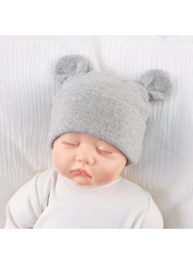 PESAAT Newborn Hospital Hat Preemie Boys Girls Beanie Solid Infant Baby Hats Autumn Winter, Double Layer/3pack-b, 0-6 Months - Image 4