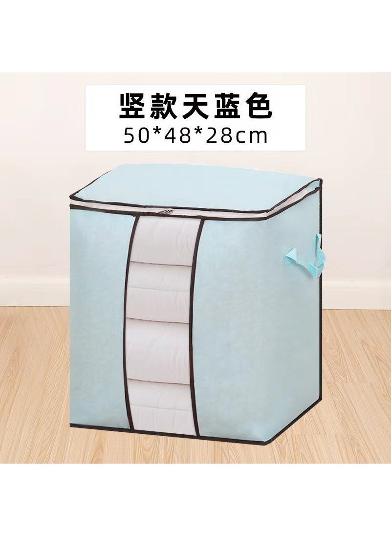 Factory direct new material thickened non-woven quilt storage bag clothing quilt bag home storage quilt bag Sky blue vertical (50*48*28cm)