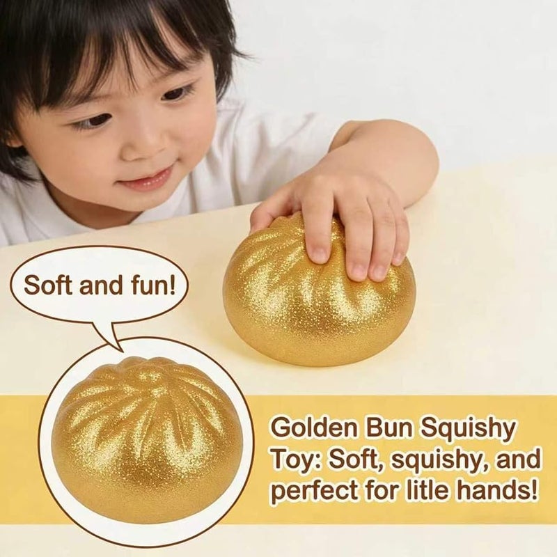 Glitter Dumpling Squishy, Colorful Dumpling Squishes Stress Balls with Steamer, Easter Gifts, Soft Squeeze Decompression Dough for Adults (White with Glitter) - Image 5