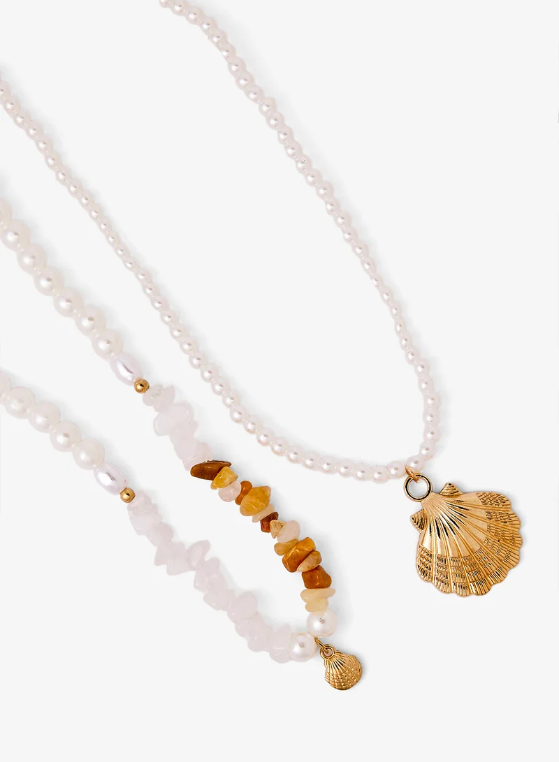 Gold Accent Beach Layered Necklace