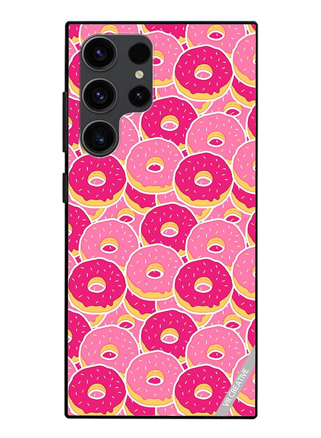 VR CREATIVE Protective Case Cover For Samsung Galaxy S23 Ultra 5G Pink Donuts Design Multicolour - Image 1