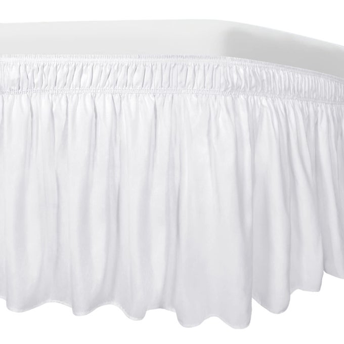 EASYGOING BED SKIRT FOR TWIN OR FULL SIZE BED 14 INCH TAILORED DROP FITTED WITH ADJUSTABLE ELASTIC BELT CONVENIENT TO USE WITHOUT LIFT THE MATTRESS TWINFULL WHITE