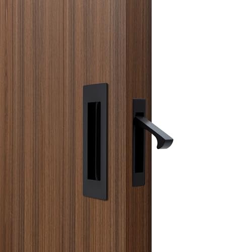 Dontay Sliding Pocket Door Handles 304 Stainless Steel Non Locking Pocket Door Hardware Recessed Flush Finger Pulls Heavy Duty Edge Pull 1 Set Matte Black 472 Inch - Image 1