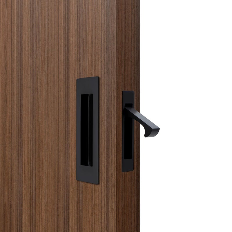 Dontay Sliding Pocket Door Handles 304 Stainless Steel Non Locking Pocket Door Hardware Recessed Flush Finger Pulls Heavy Duty Edge Pull 1 Set Matte Black 472 Inch - Image 2
