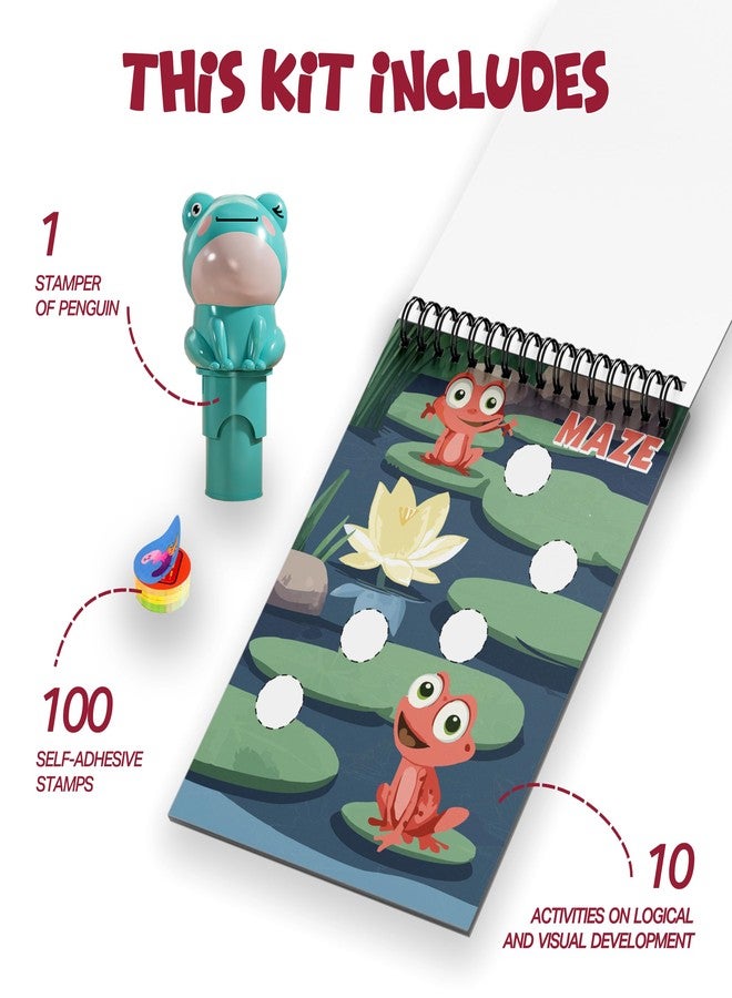 Brainloop Stamp On Luna, The Frog, Sticker Stamp and Activity Pad with 10 Pages, 100 Stickers, 1 Stamp Toy Collectible Figure, Fun Learning Activity, Return Gifts for Children from 3 Years - Image 3