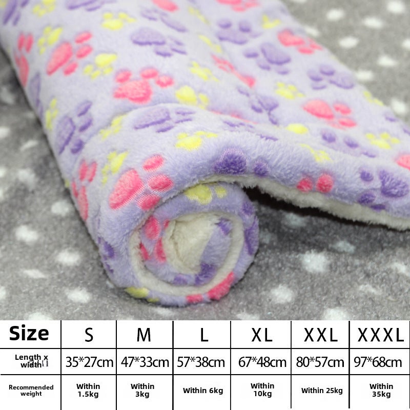 Thick Winter Warm Pet Mat for Cats and Dogs Purple footprints