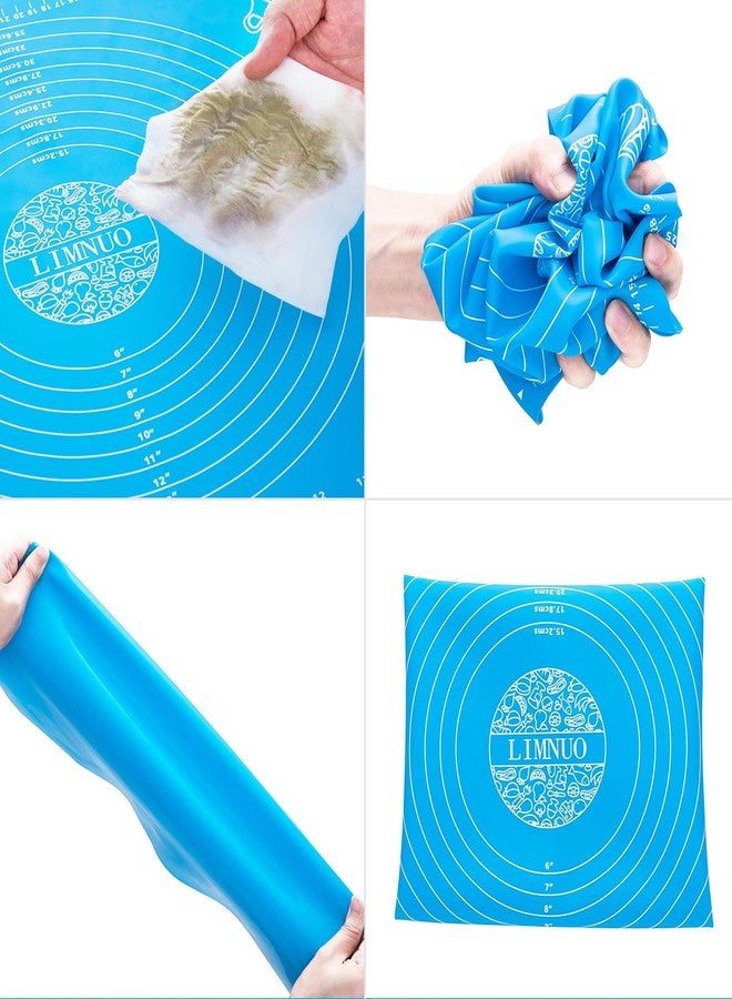 LIMNUO Silicone Baking Mat, Extra Thick Large Non Stick Pastry Mat Sheet for Dough Pie Crust Rolling Mats (Blue, M-16''(W)*20''(L)) - Image 5