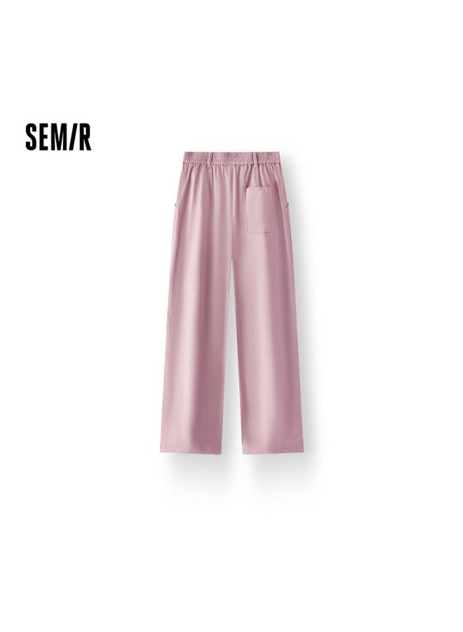 Semir Women's Casual Pants Spring Half Elastic Waist Pleated Drawstring Wide-leg Cargo Pants 101125127003a - Image 1