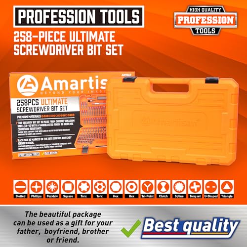 Amartisan 258-Piece Ultimate Screwdriver Bit Set, Chrome Vanadium Steel Driver Bit Set, Security bit set, Includes Bits Holder, Nut Driver, etc (Orange) - Image 2