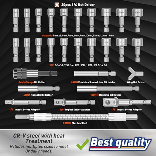 Amartisan 258-Piece Ultimate Screwdriver Bit Set, Chrome Vanadium Steel Driver Bit Set, Security bit set, Includes Bits Holder, Nut Driver, etc (Orange) - Image 5
