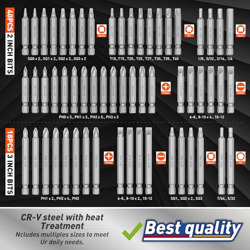 Amartisan 258-Piece Ultimate Screwdriver Bit Set, Chrome Vanadium Steel Driver Bit Set, Security bit set, Includes Bits Holder, Nut Driver, etc (Orange) - Image 3