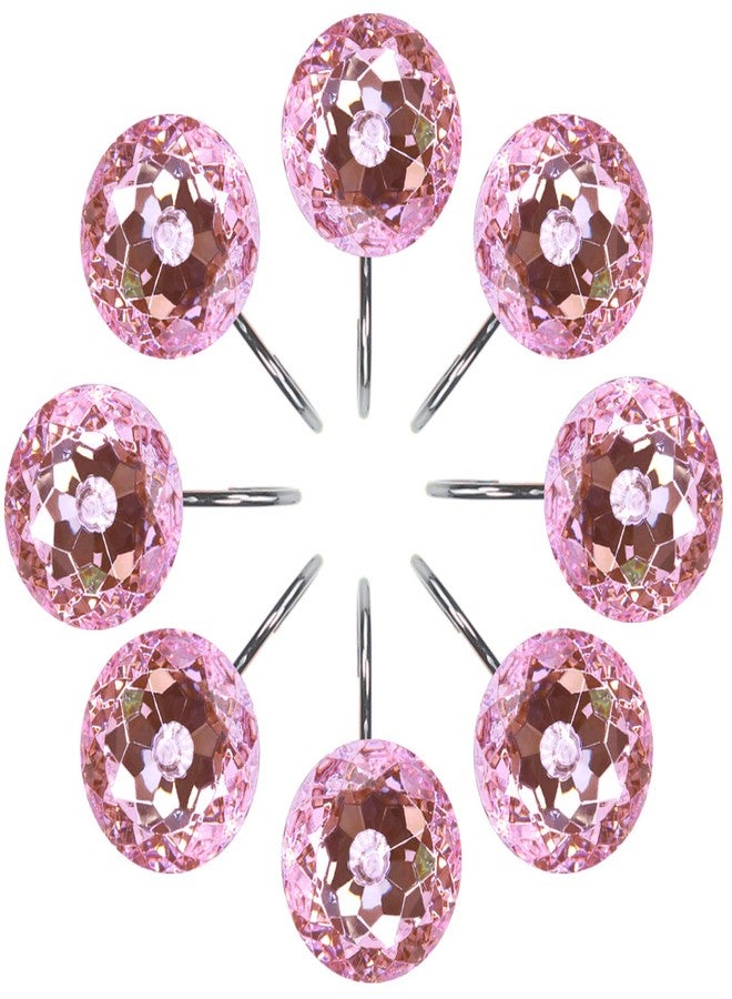 TOAOB THE ONE AND ONLY BABY TOAOB 12pcs Pink Round Curtain Hooks Rings Stainless Steel Rhinestone Decorative Rust Proof Shower Rod Hangers Decorative Shower Curtain Hooks for Bathroom Curtain Accessories - Image 2