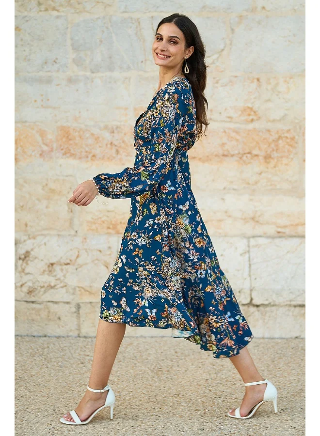 Yumi Floral Print Midi Dress