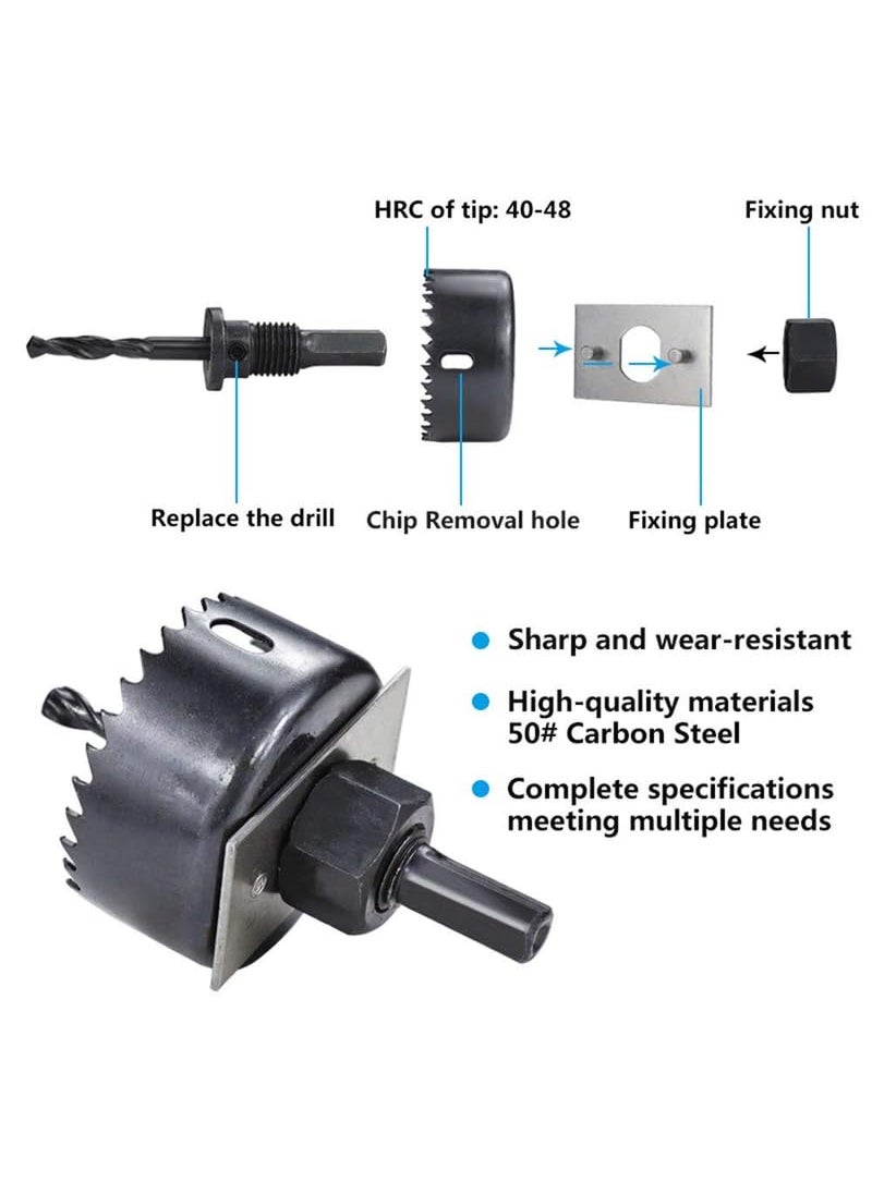 TOOLBUX - TOOLBUX 16Pc Hole Saw Cutting Set Kit for Wood Timber PVC Plasterboard 19127mm Carbon Steel Round Cutter with Hex Key Pilot Drill and Arbors Heat Treated High Precision Durable Blades - Image 1