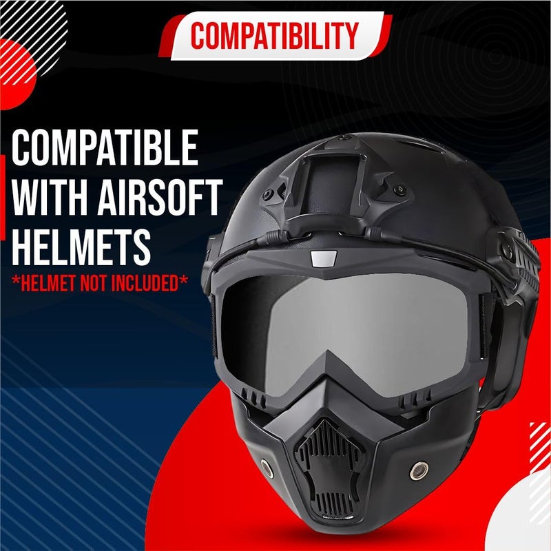 Btag Anti Scratch UV Protective Motorcycle Face Mask with Detachable Goggles | Anti-Fog UV Protection Riding Mask with Removable Breathable Filter | Full Face Windproof Shield for Biking.(Black) - Image 4