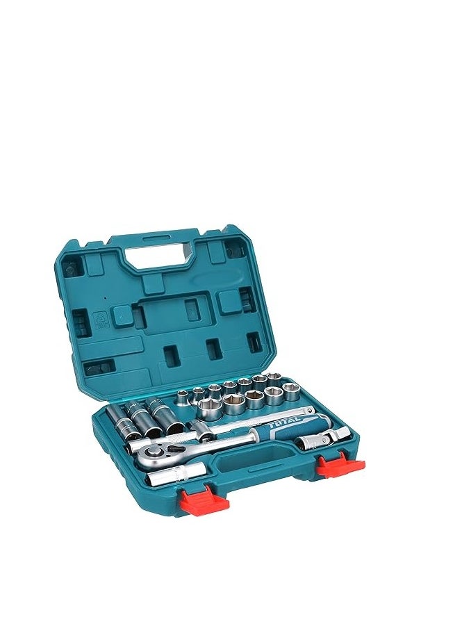 TOTAL TOTAL 20-Piece 1/2" Drive Socket Set with Ratchet, Extension Bar, and Spark Plug Socket – High-Quality Cr-V Steel, Heat Treated, Ideal for Automotive and DIY Projects  - Image 3