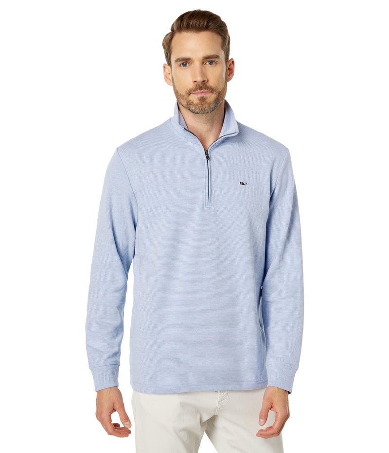 vineyard vines Men's Saltwater Quarter-Zip Pullover Sweater, Jake Blue, Medium - Image 1