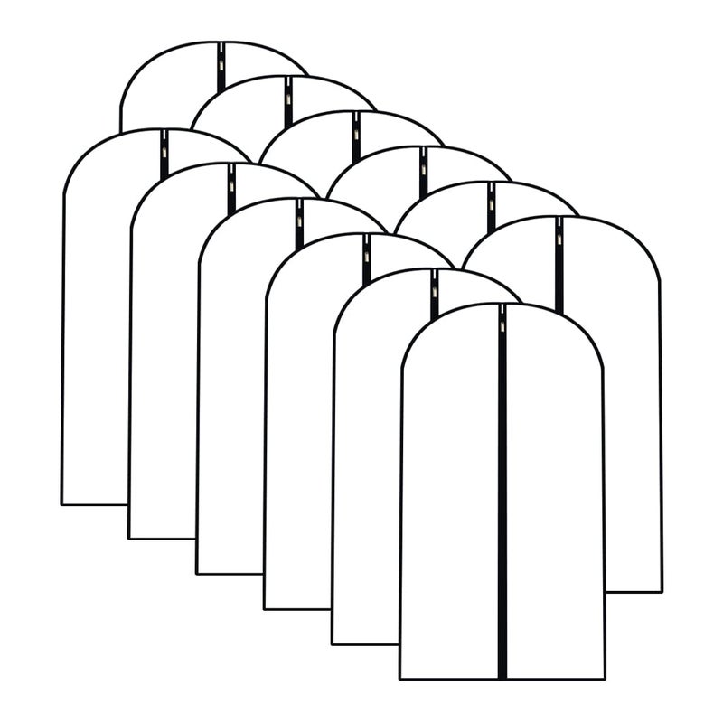 Garment Bags for Hanging Clothes 12 PCS Transparent Waterproof Dustproof Storage for Wardrobe Storage Suit Covers for Closet Cloth Cover Washable Clear Reuse Full Zipper for Suits Gowns 24x40