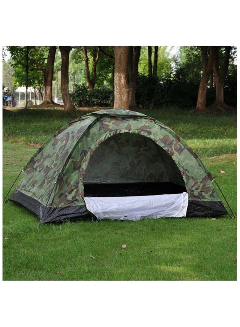 BLOOMING TIME Outdoor Camouflage Tent for 2 People - Durable Single Camping & Mountaineering Tent, Mosquito Net - Image 1