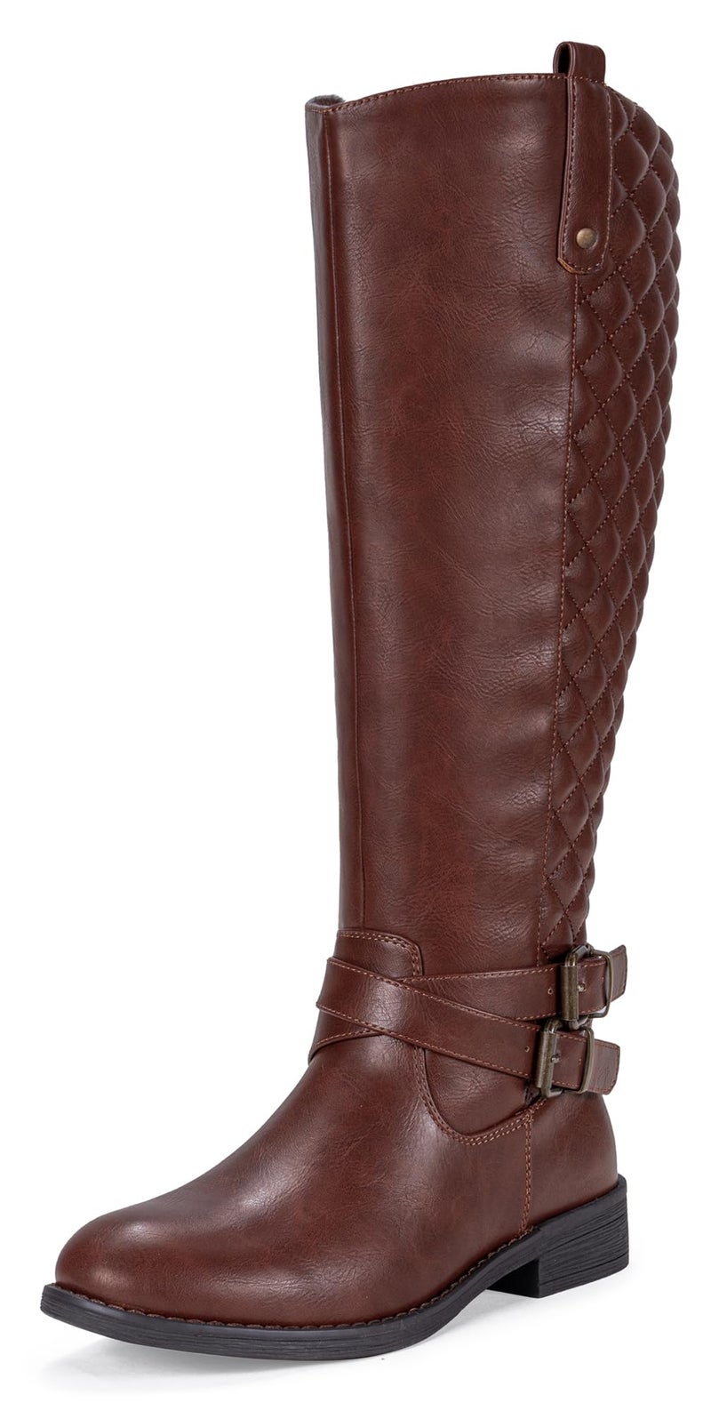Vepose Women's Knee High Boots, Tall Riding Boots with Low Heel, 949 - Coffee, Size 8.5 US - Buckle and Inside Zip (CJY949 Coffee 08.5) - Image 1