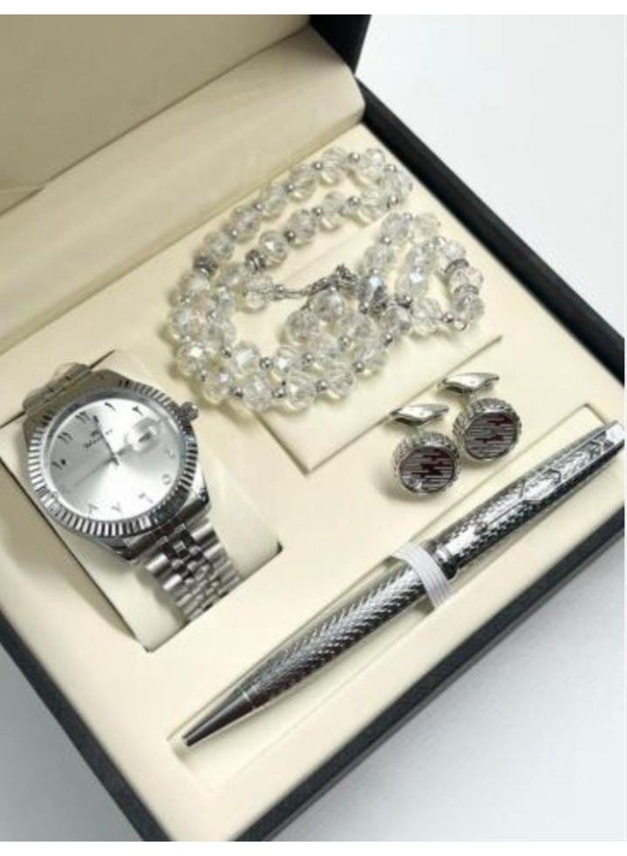 ريفولي ساعه مع ازرار اكمام مع مسبحه مع قلم من ريفولي