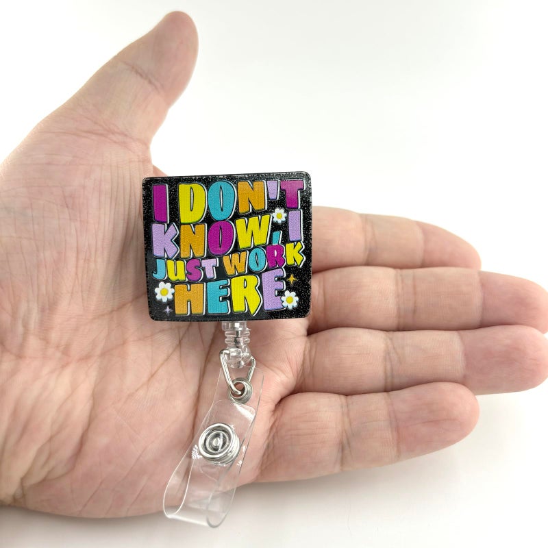 BEZTN I Don 'T Know I Just Work Here Funny Badge Reel  Retractable Id Card Badge Holder  Name Tag Work Badge Clip For Rn Lpn Cna Ma Nursing Student Doctor Teacher  Nurse Gifts  Office Stocking Stuffer - Image 5