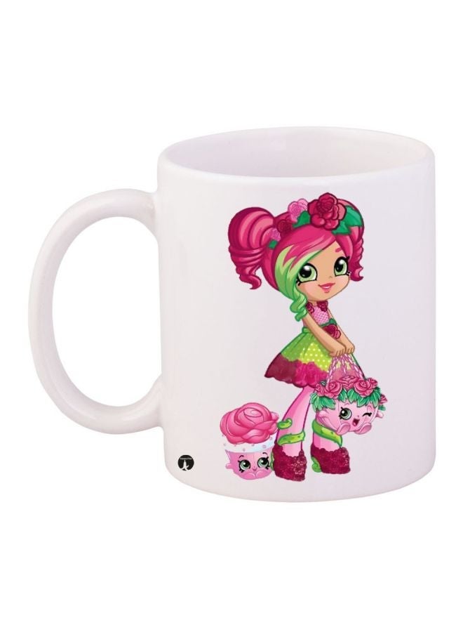 RYN Girl Printed Coffee Mug White/Pink/Green 11ounce