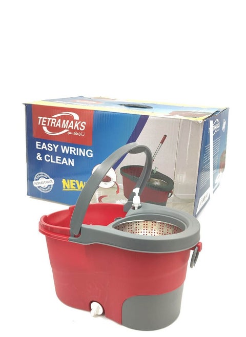 360 Degree Rotating Magic Mop Set With Red Bucket