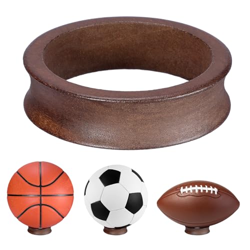 JUXYES Wooden Sphere Holder Display Stand, 3 Pack Large Wood Sport Ball Stand, Simple Round Display Easel Stands for Soccer Ball, Footballs, Baseball, Tolleyball, Basketball, Rugby, 72mm - Image 1