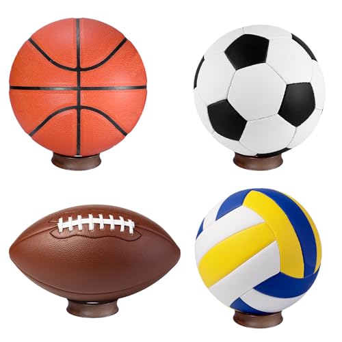 JUXYES Wooden Sphere Holder Display Stand, 3 Pack Large Wood Sport Ball Stand, Simple Round Display Easel Stands for Soccer Ball, Footballs, Baseball, Tolleyball, Basketball, Rugby, 72mm - Image 3