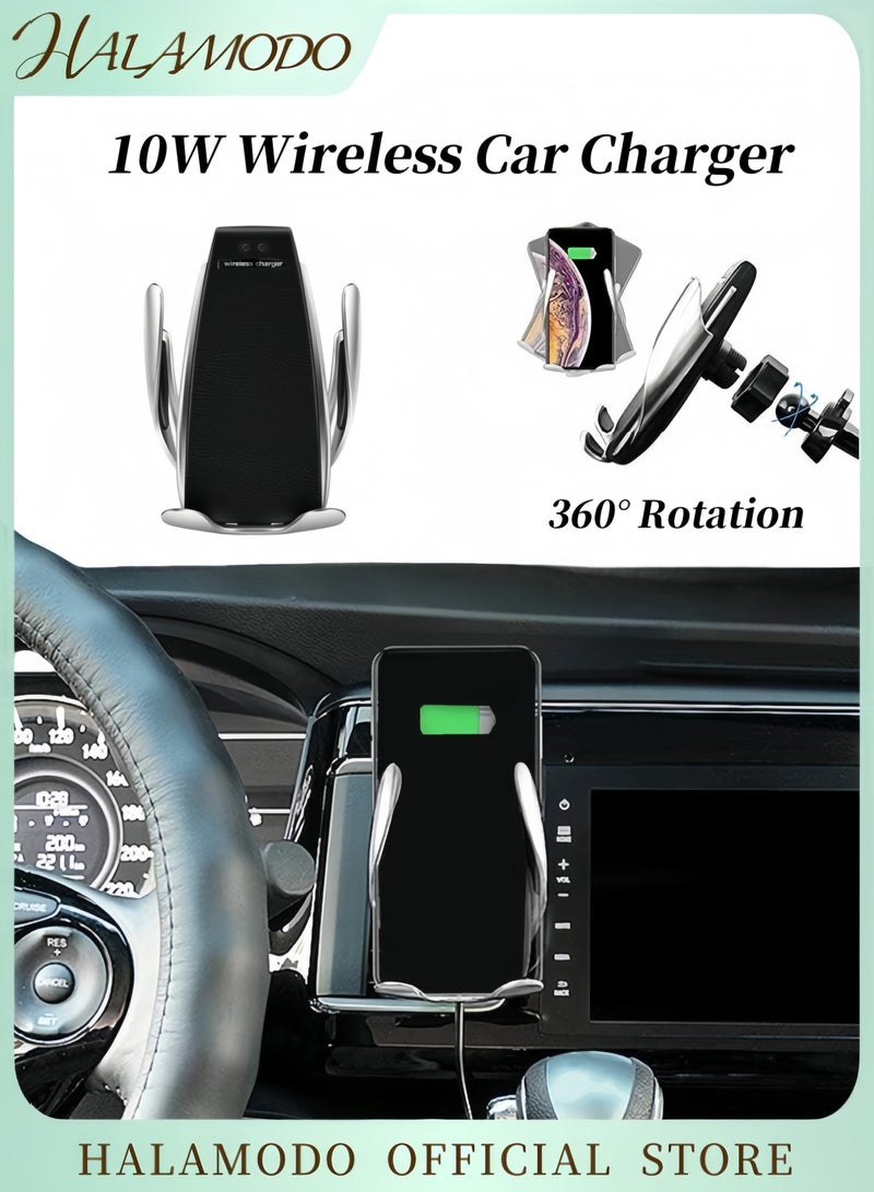 HALAMODO Wireless Car Charger Automotive Electric Induction 10W Car Vent Mount Bracket Fast Charging Auto-Clamping Car Phone Holder Suitable for Most Mobile Phone Models  - Image 1