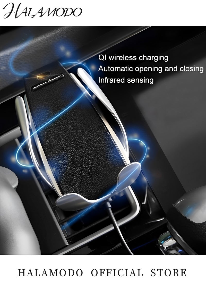 HALAMODO Wireless Car Charger Automotive Electric Induction 10W Car Vent Mount Bracket Fast Charging Auto-Clamping Car Phone Holder Suitable for Most Mobile Phone Models  - Image 3